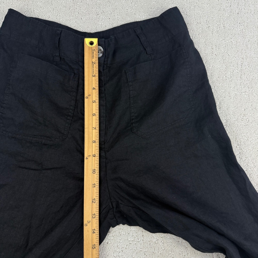 Quince Wide Leg Pants Women 10 Black 100% European Linen Patch Pocket LB88254 - Picture 10 of 15